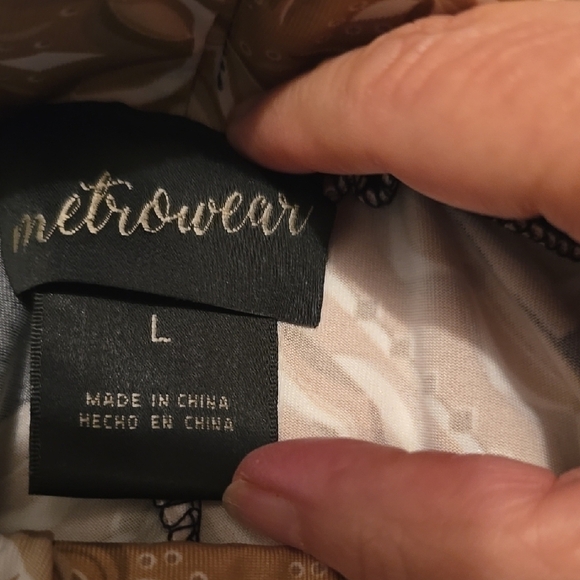 Metrowear Elegant Black and Tan Patterned Skirt L - Picture 2 of 3